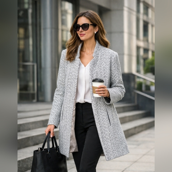 Vici Jackets & Blazers - VICI Herringbone Jacket XL White Black, women's